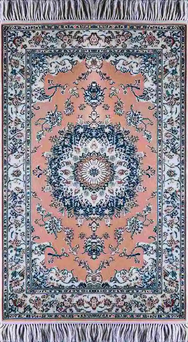 Rugs to World persian rug with peach blue medallion picture